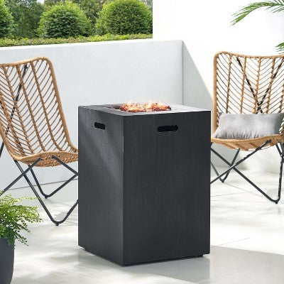 Christopher Knight Home Jasmine Outdoor 30,000 BTU Square Fire Column, Brushed Black