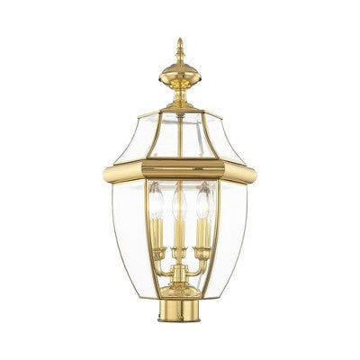 Livex Lighting Monterey 3 - Light Lantern in Polished Brass