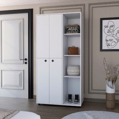 Tiramisubest 71.65" H Armoire Wardrobe Closet, Armoire with 1-Drawer, 2-Doors,and Hanging Rod,White
