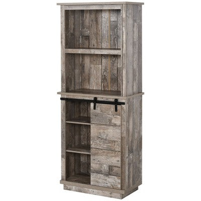 Okak Floor Sideboard Cabinet 48.5" Kitchen Pantry Farmhousewith 2 Adjustable Shelves and 4 Beadboard Doors