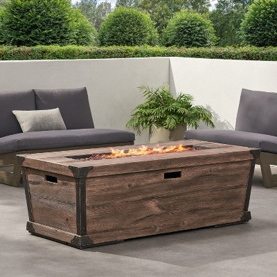 Christopher Knight Home Aido Outdoor 50,000 BTU Lightweight Concrete Rectangular Fire Pit, Brown