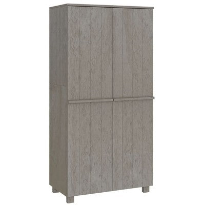vidaXL HAMAR Wardrobe Light Gray 35"x19.7"x70.9" Solid Wood Pine