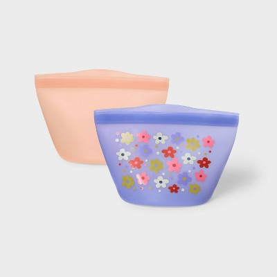 Kids' 2pc Reusable Sandwich Bag Flower - Cat & Jack™️: BPA-Free Silicone Lunch Accessory
