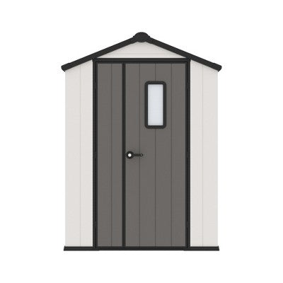 YARDSIGHT 8*6 FT Outdoor Storage Shed with Floor and Double Doors for Garden Patio Furniture and Tools,Gray/White