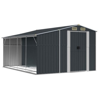 vidaXL Garden Shed Anthracite Galvanized steel, Polypropylene Large