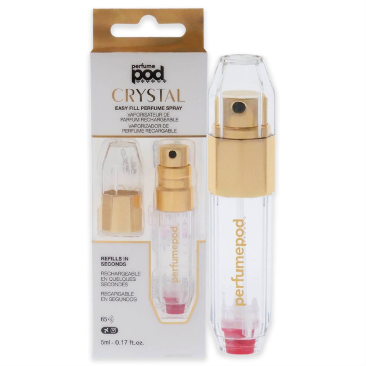 Perfume Pod Crystal - Gold By Travalo For Unisex - 0.17 Oz Refillable Spray (Empty)-like New