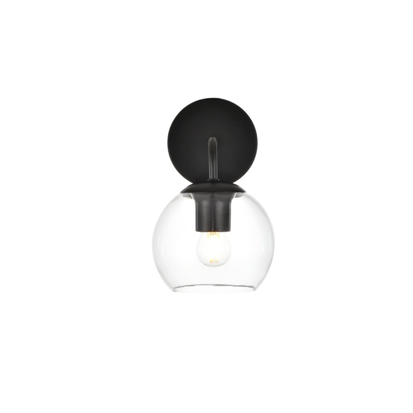 Living District 1-Light Bath Sconce, Iron & Glass, Black/Clear, Model Ld7321W6Blk