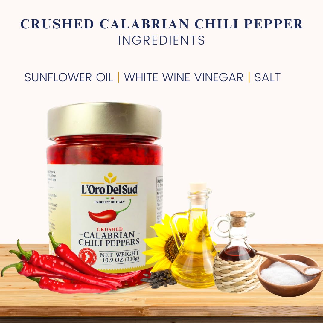 L'Oro Del Sud, Crushed Calabrian Chili Peppers, 10.9 oz (309 g)