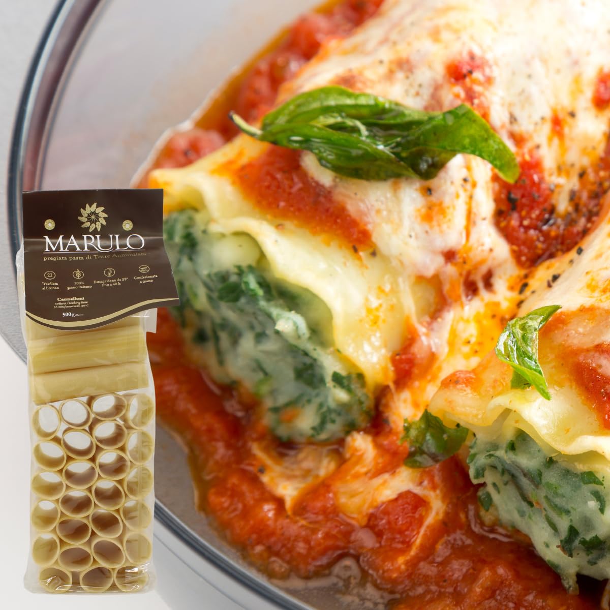 Marulo, Organic Cannelloni Pasta, Artisan Italian Pasta, Bronze Die Cut, 10 Pack x 1.1 lb
