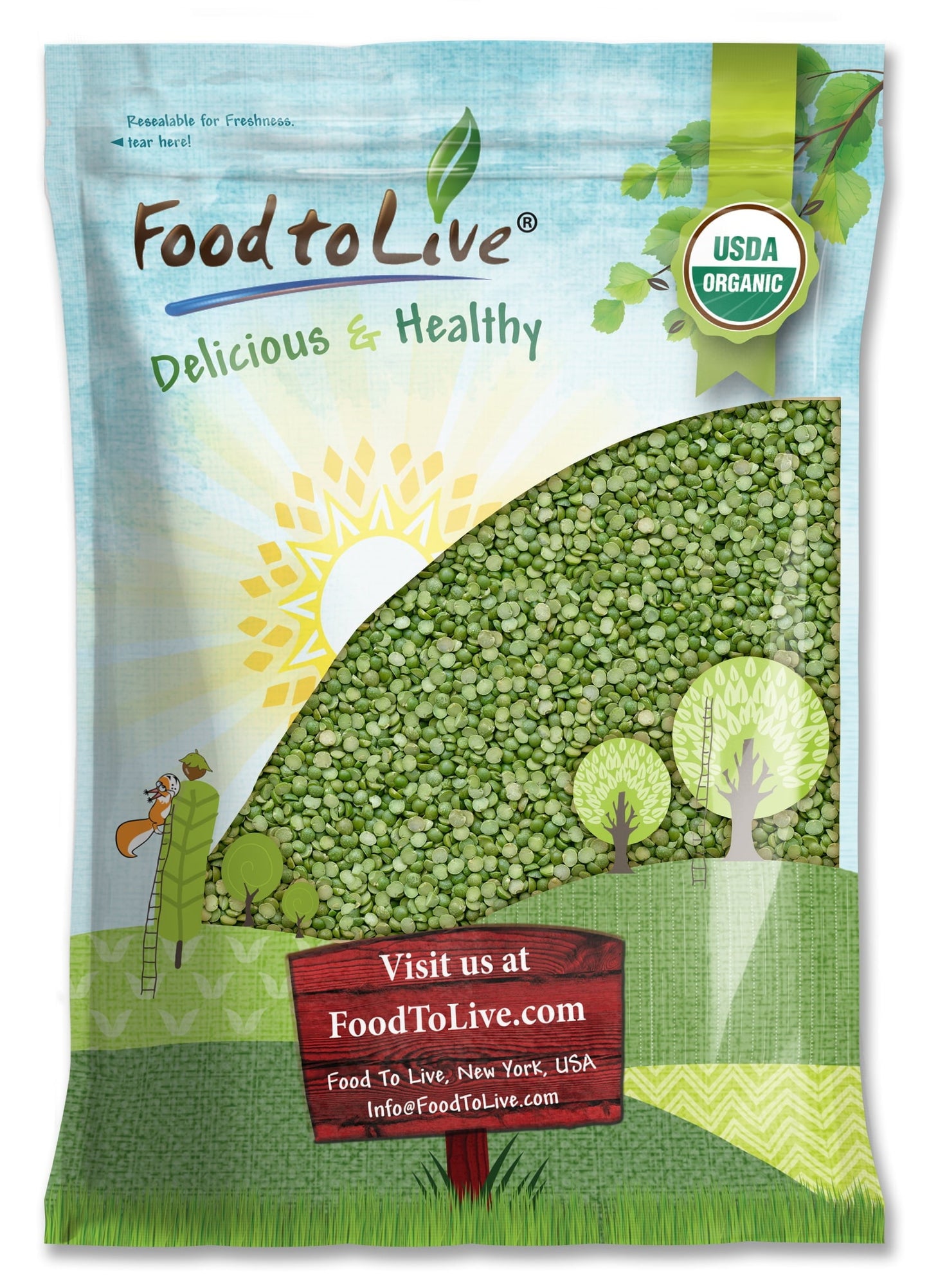 Organic Green Split Peas, 10 Pounds ?Non-Gmo, Kosher, Raw, Vegan ?By Food To Live