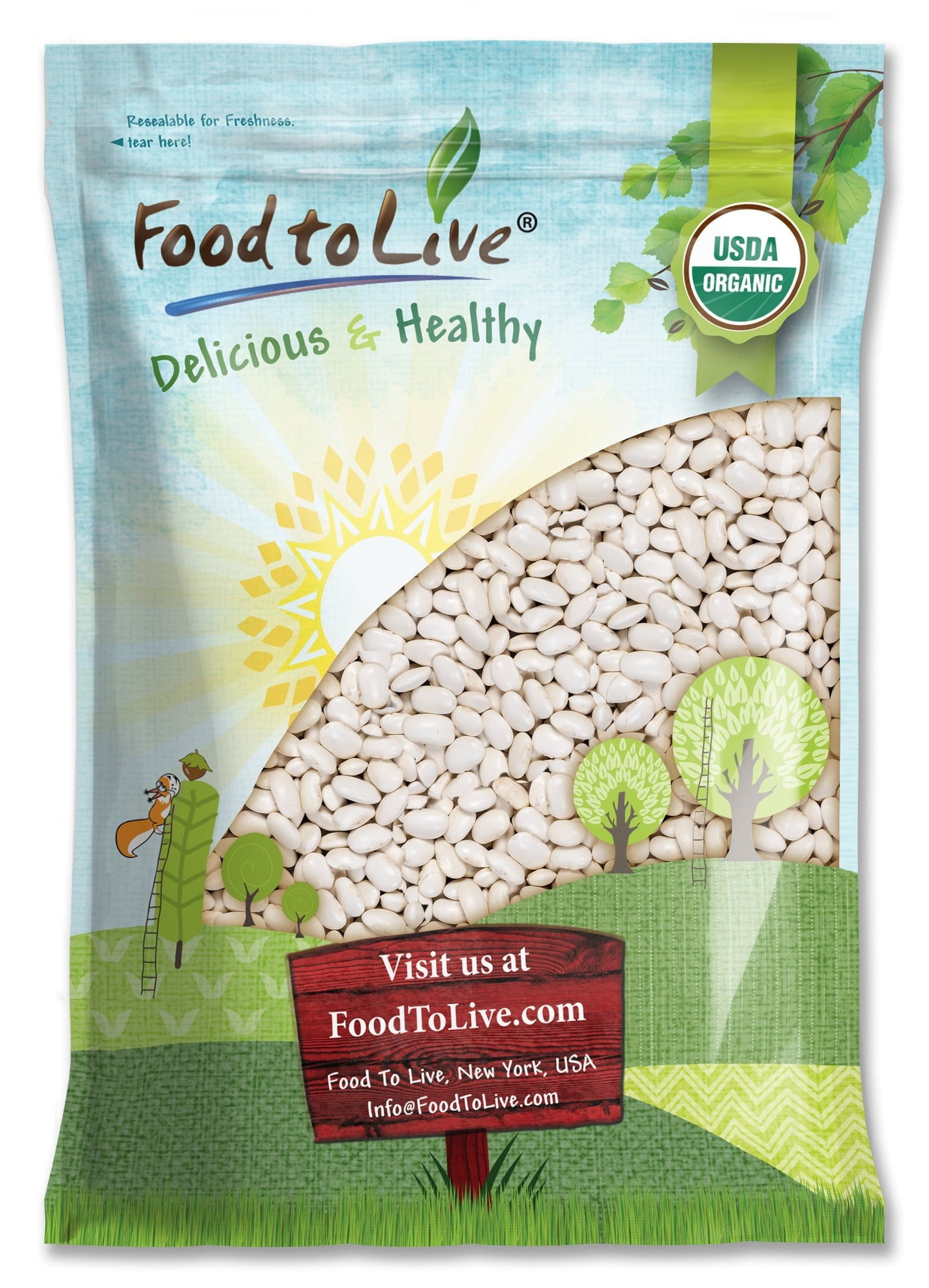 Organic Large White Kidney Beans, 10 Pounds ?Non-Gmo, Raw, Vegan ?By Food To Live