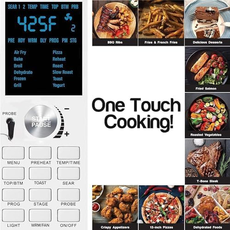 Bravo Air Fryer Toaster Smart Oven, 12-In-1 Countertop Convection, 30-QT XL Capacity, 50°-500°F Temperature Controls, Top and Bottom Heater Adjustments 0%-100%, Brushed Stainless Steel Look