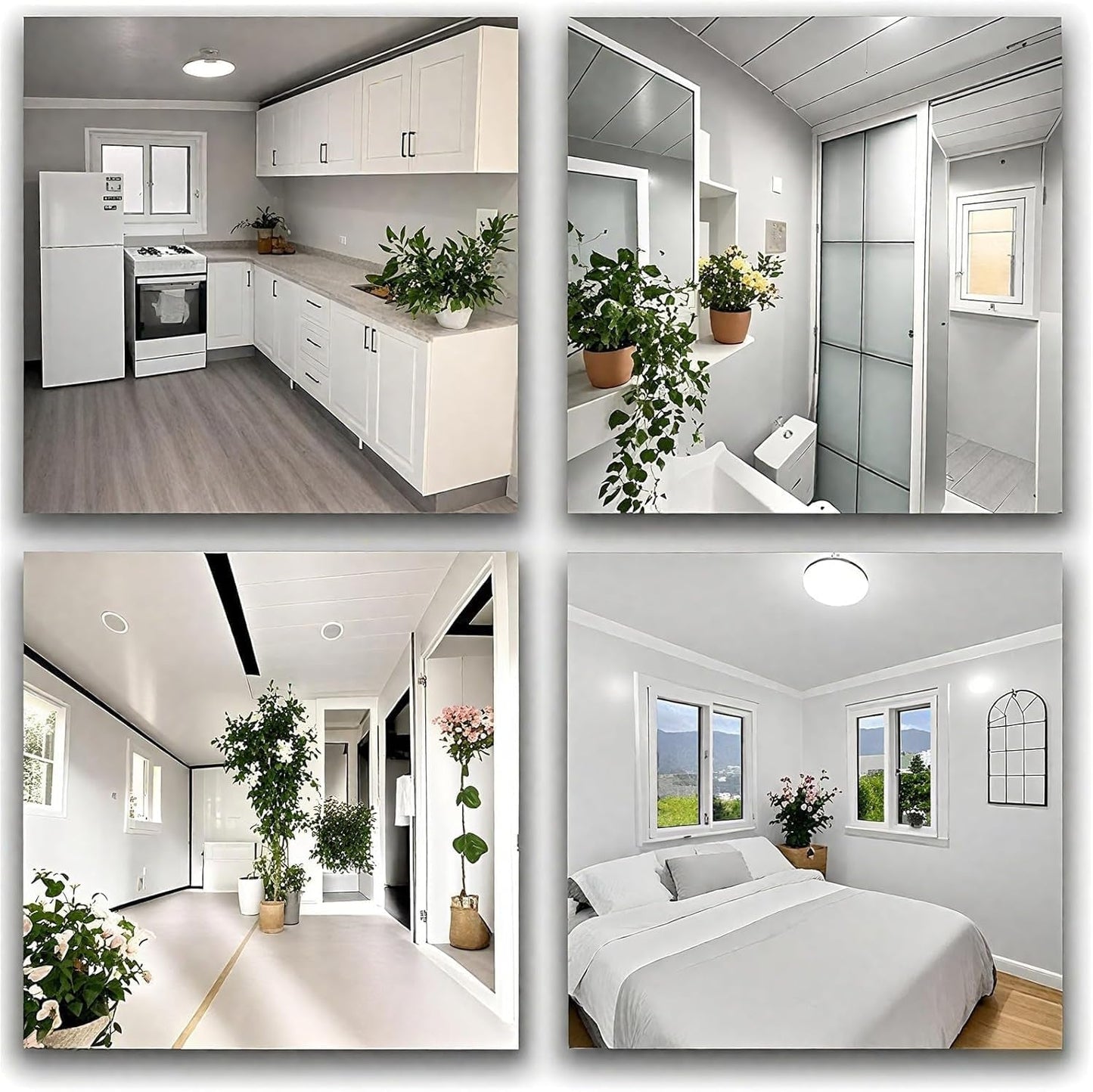 40FT Tiny Homes for Sale Prefab Portable Modular Tiny House to Live in for Adults Modular Mobile Home with 2 3 4 Bedroom Expandable Container House Foldable House with Fully Equipped Bath & Kitchen
