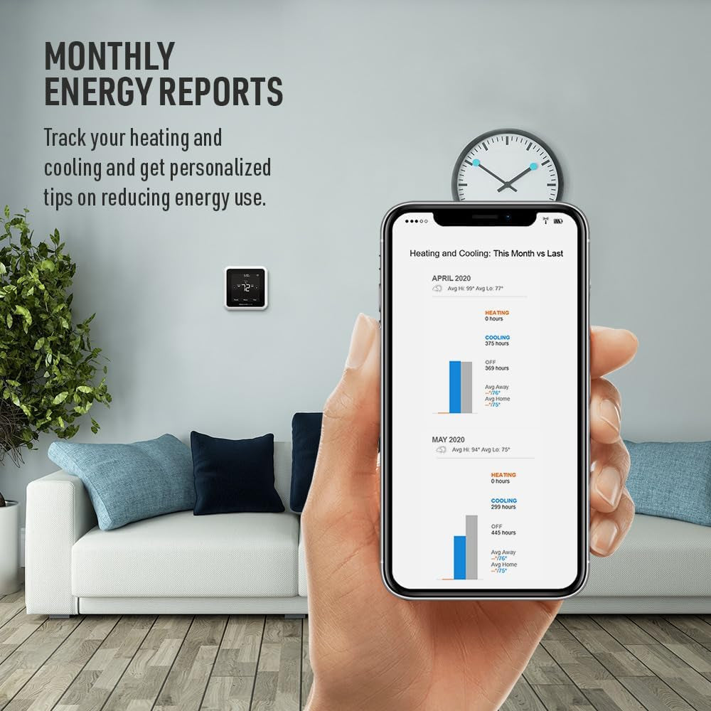 RTH8800WF2022, T5 Wifi Smart Thermostat, 7 Day-Programmable Touchscreen, Alexa Ready, Geofencing Technology, Energy Star, C-Wire Required