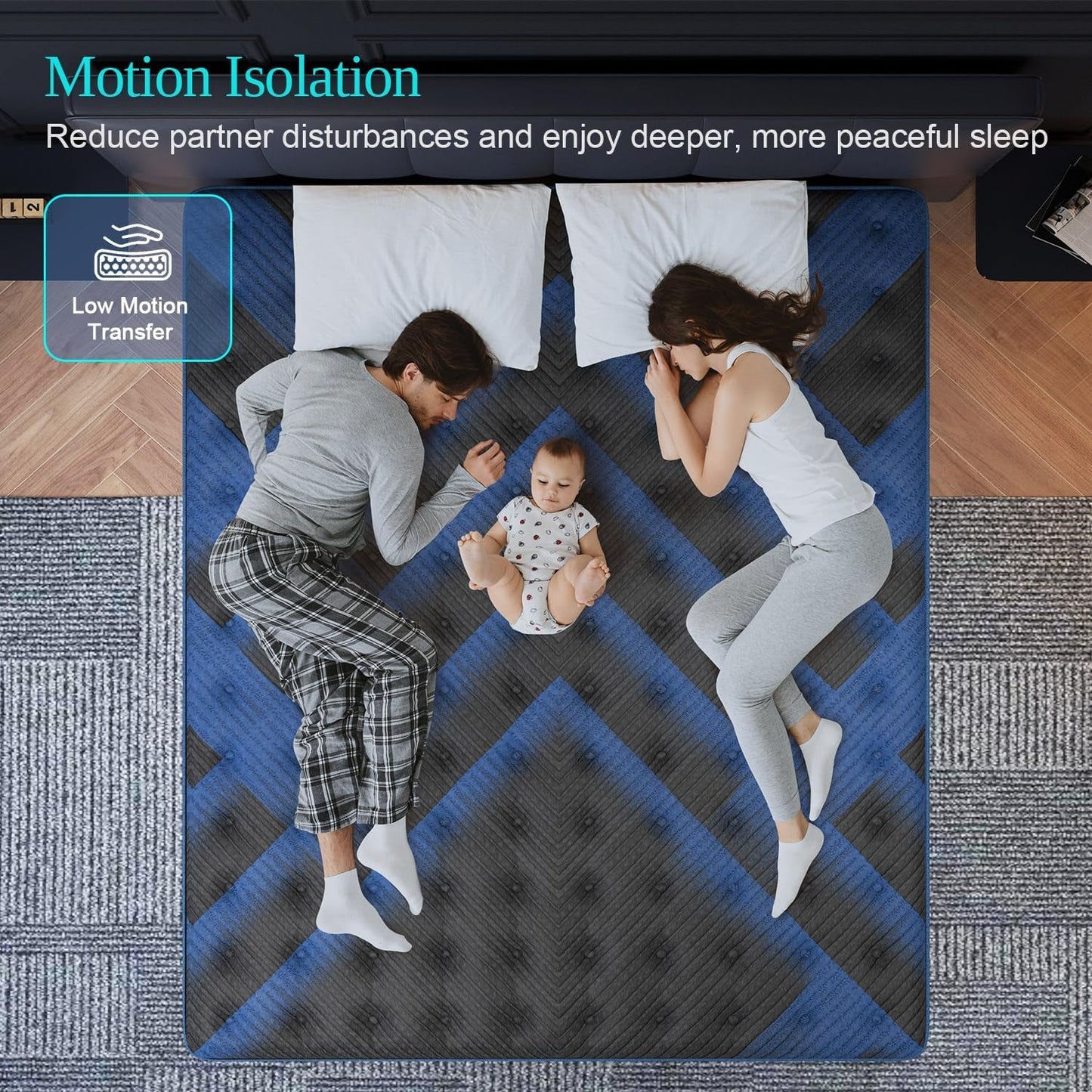 Queen Mattress 14 Inch, Hybrid Mattresses Medium Firm with Gel Memory Foam & Pocketed Coils, Motion Isolation, Certipur-Us Certified, Pressure Relief for Silent Sleep
