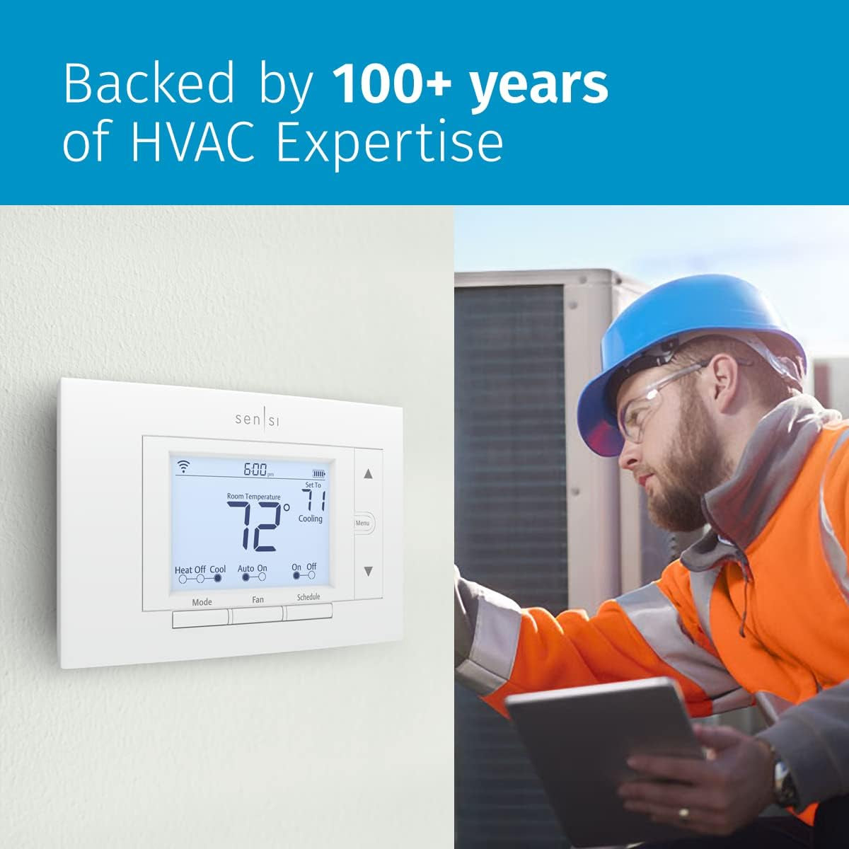 Sensi Smart Thermostat, 100 Years of Expertise, Wi-Fi, Data Privacy, Programmable, Easy DIY Install, Works with Alexa, Energy Star Certified, Mobile App, ST55