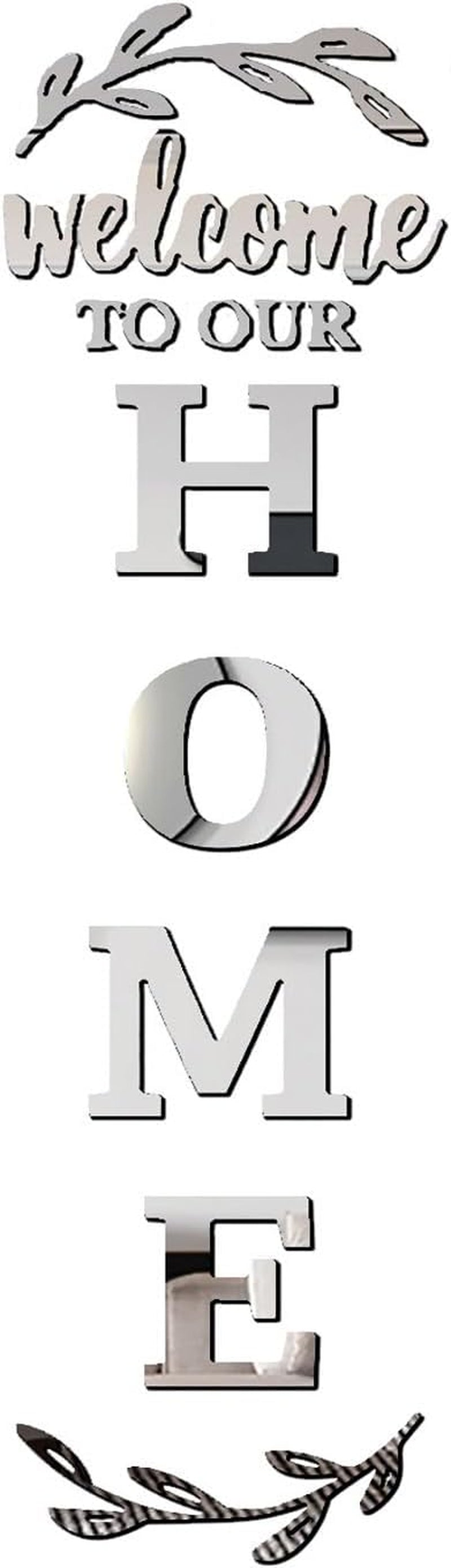 Home Wall Decor Welcome to Our Home Letter Signs - Acrylic Mirror Stickers for Living Room Bedroom Decor - Wall Decorations