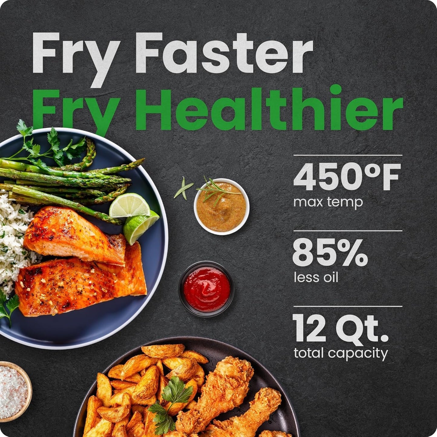 12-Quart 6-In-1 Air Fryer Oven with Digital Timer, Touchscreen, and 12 Presets - Family Size Countertop Convection Oven, Dishwasher-Safe Parts