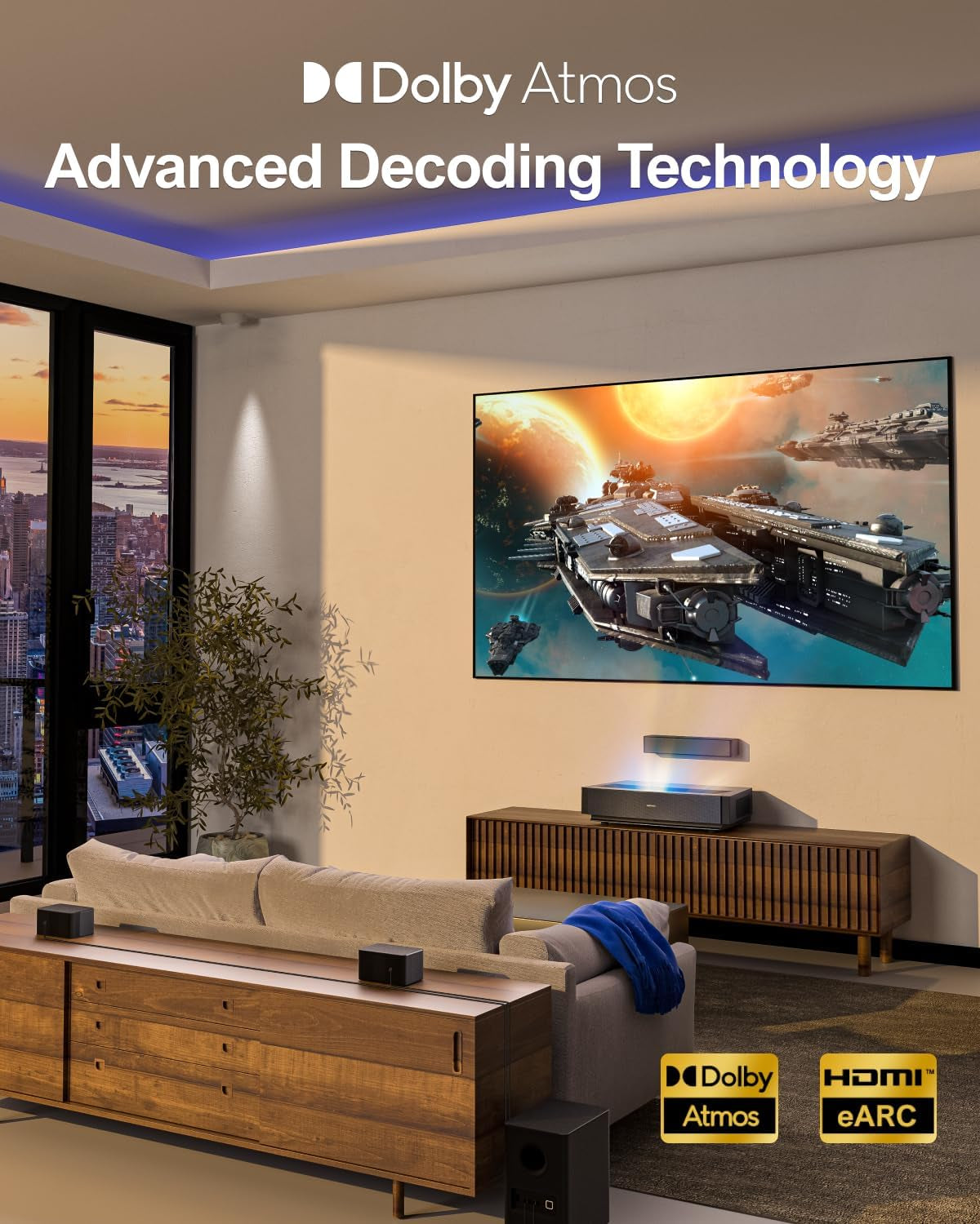 5.1 Sound Bar with Dolby Atmos, 410W Surround Sound System for TV, 3D Sound Bars for Smart TV with Subwoofer, Adjustable Surround and Bass, Home Audio Soundbars for TV, HDMI Earc, Poseidon D60