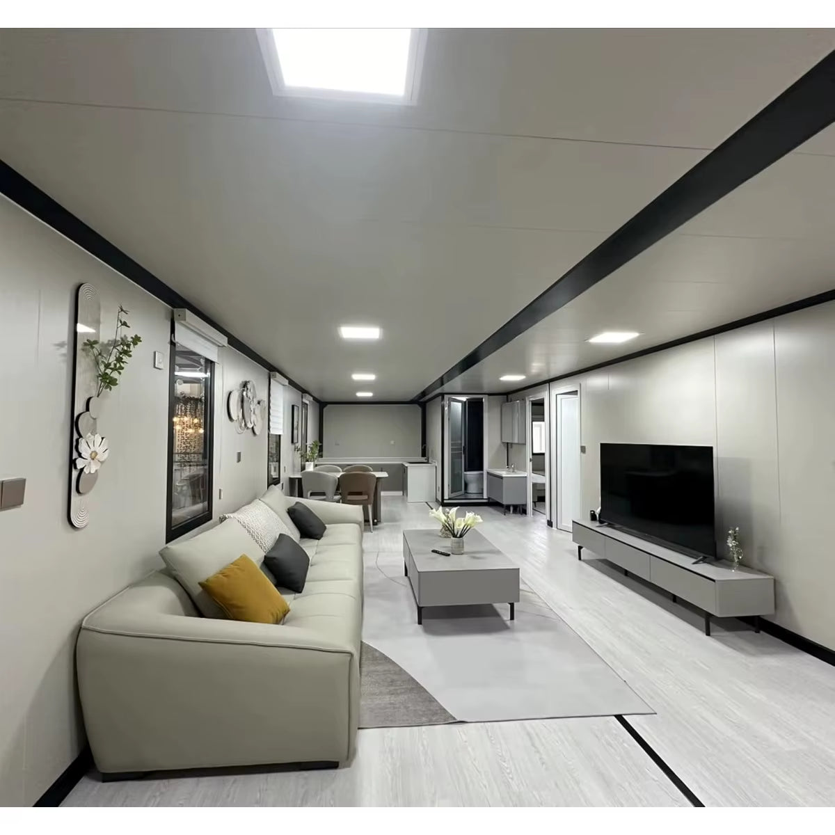 40Ft Expandable Prefab Tiny Home, 3 Bedroom Mobile House with Kitchen & Bathroom