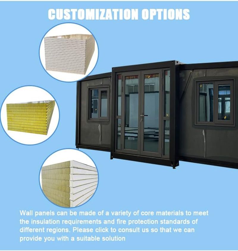 Tiny Home for Sale，20Ft 40FT Prefabricated House for Living Expandable Container House for 2 3 Bedrooms and 1 Fully Equipped Kitchen & Bathroom Modular Portable Design for Off-Grid Living