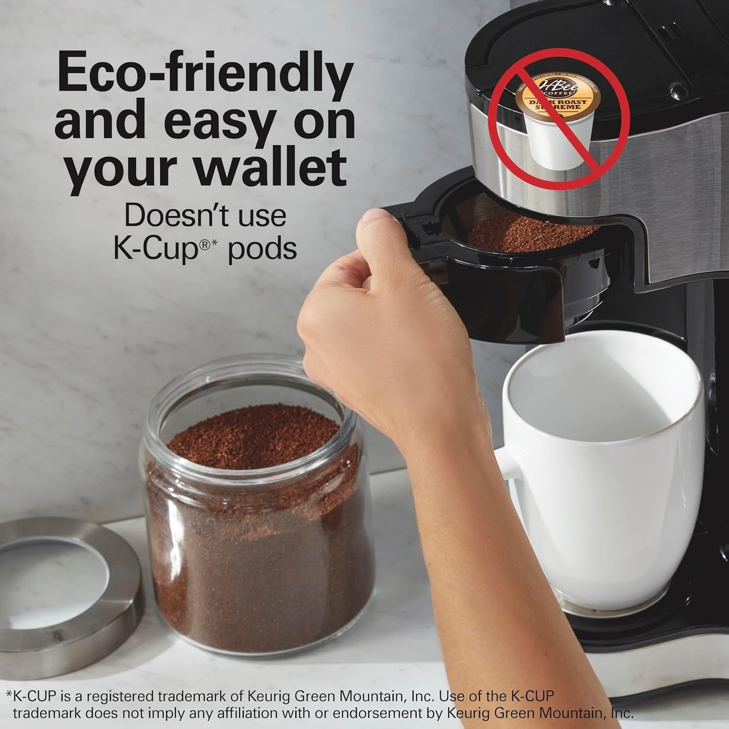 2-Way Programmable Coffee Maker, 12 Cup Glass Carafe and Single Serve Coffee Maker, Black with Stainless Steel Accents, 49980RG