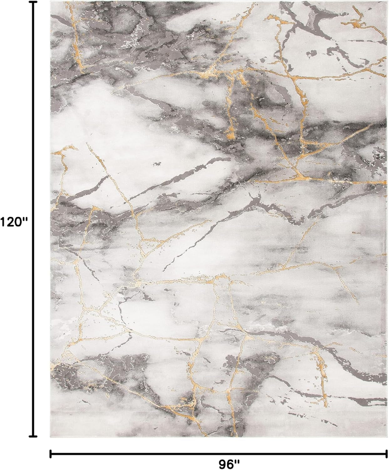 Craft Collection Area Rug - 8' X 10', Grey & Gold, Modern Abstract Design, Non-Shedding & Easy Care, Ideal for High Traffic Areas in Living Room, Bedroom (CFT877F)