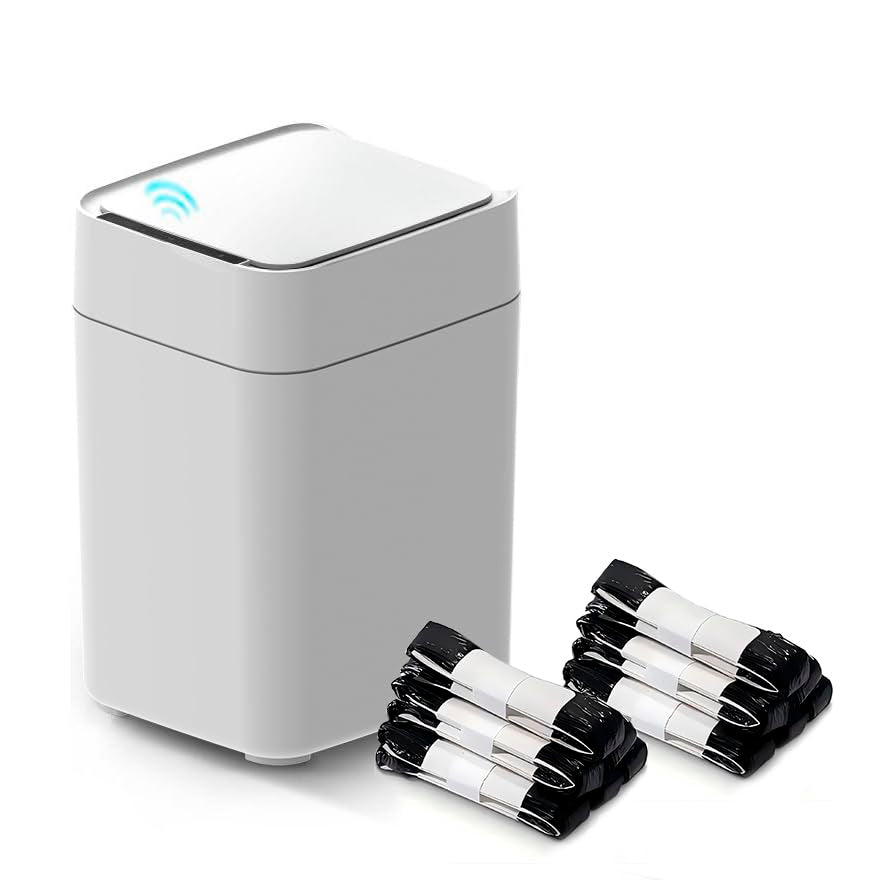 Automatic Self Changing Trash Can,Self Sealing Trash Can,Self Bagging Motion Sensor Touchless Garbage Can for Kitchen Bathroom Office, 4.5 Gallon 17L, 12 Refill Rings
