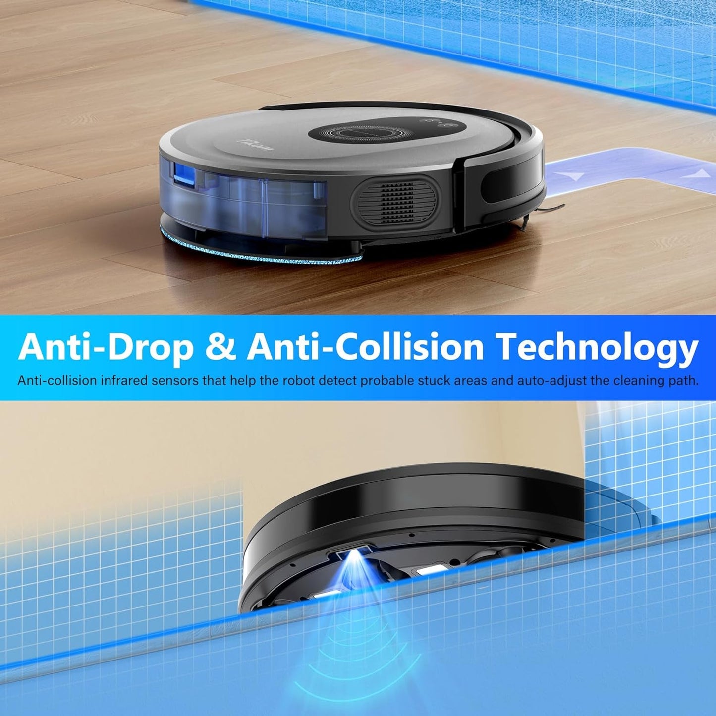 Robot Vacuum and Mop Combo, 5000Pa Robotic Vacuum Cleaner, 150 Min Max, App & Remote Control, Ideal for Hard Floor, Carpet, Pet Hair, Self-Charge(G8000 Max)