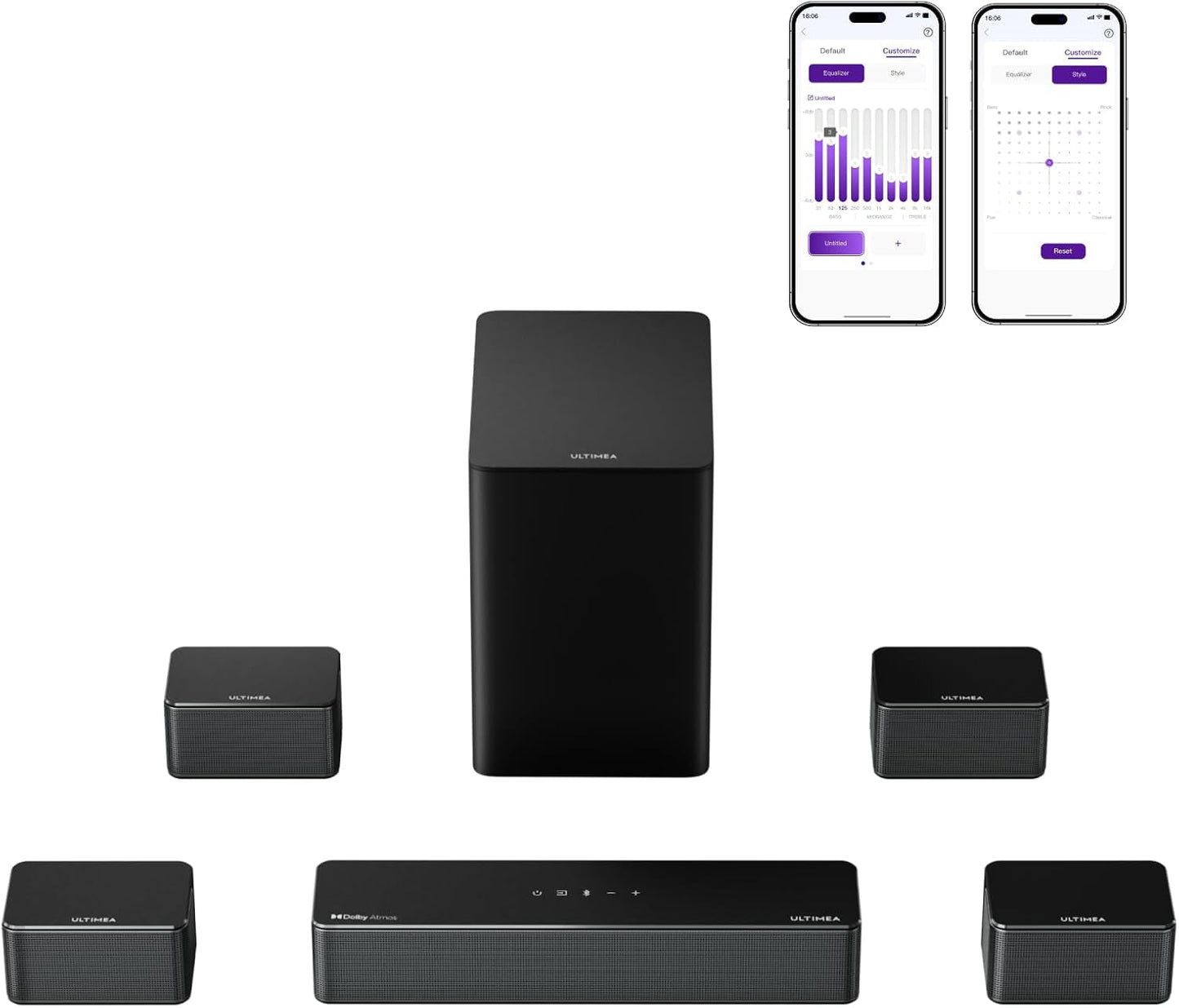 7.1 Surround Sound System for TV with Dolby Atmos, 460W Sound Bar for TV with 6.5" Subwoofer, APP Control, 4 Wired Surround Speakers, Home Theater Sound System, Poseidon D80 (2025 Upgrade)