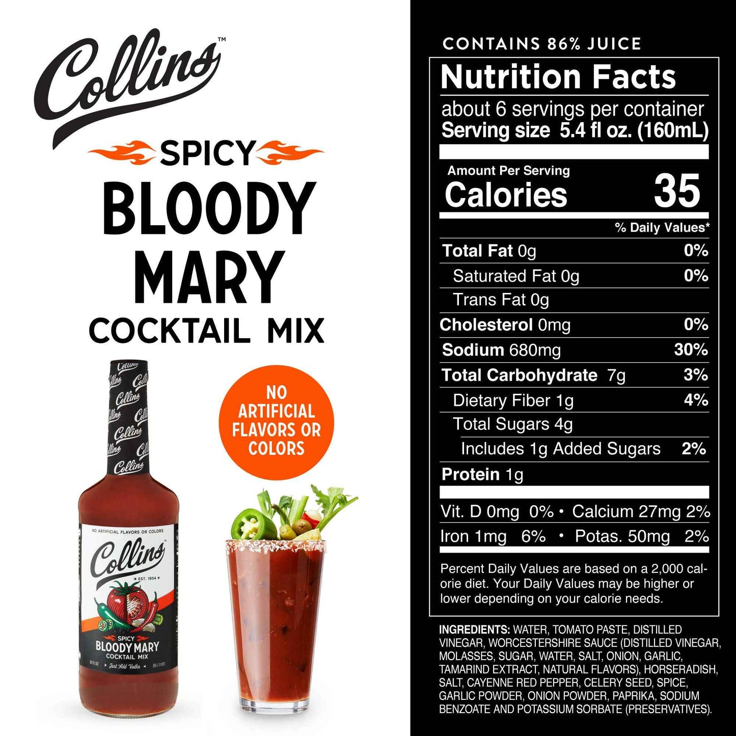 Real Sugar Spicy Bloody Mary Cocktail Mix 32 oz