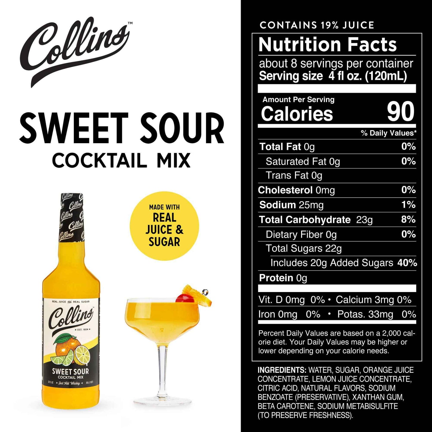 Real Sugar Sweet and Sour Cocktail Mix 32 oz