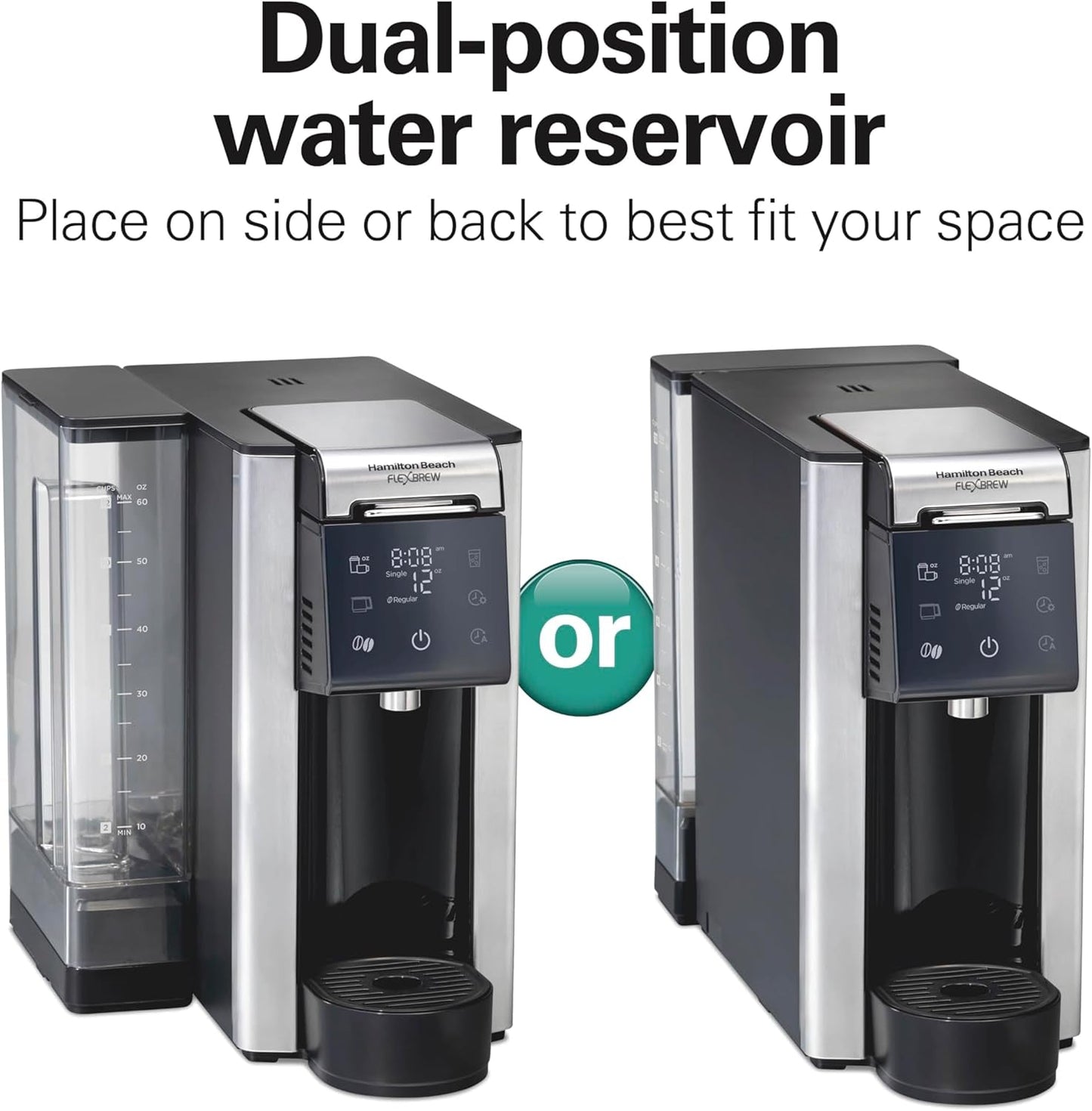 Flexbrew Advanced 5-In-1 Programmable 12 Cup Drip and Single Serve Hot & Iced Coffee Maker with Movable 60 Oz. Water Reservoir, Use Pod Packs and Grounds, Fast Brewing, Black (49924)