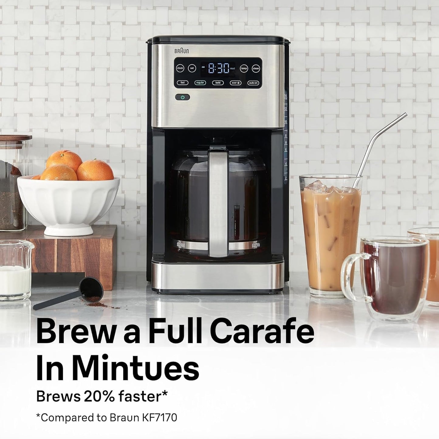 Pureflavor 14‑Cup Programmable Coffee Maker – Fast Brew Speed, Touch Display, Bold & Brew‑Over‑Ice Modes, Flavorcarafe & Adjustable Warm Plate