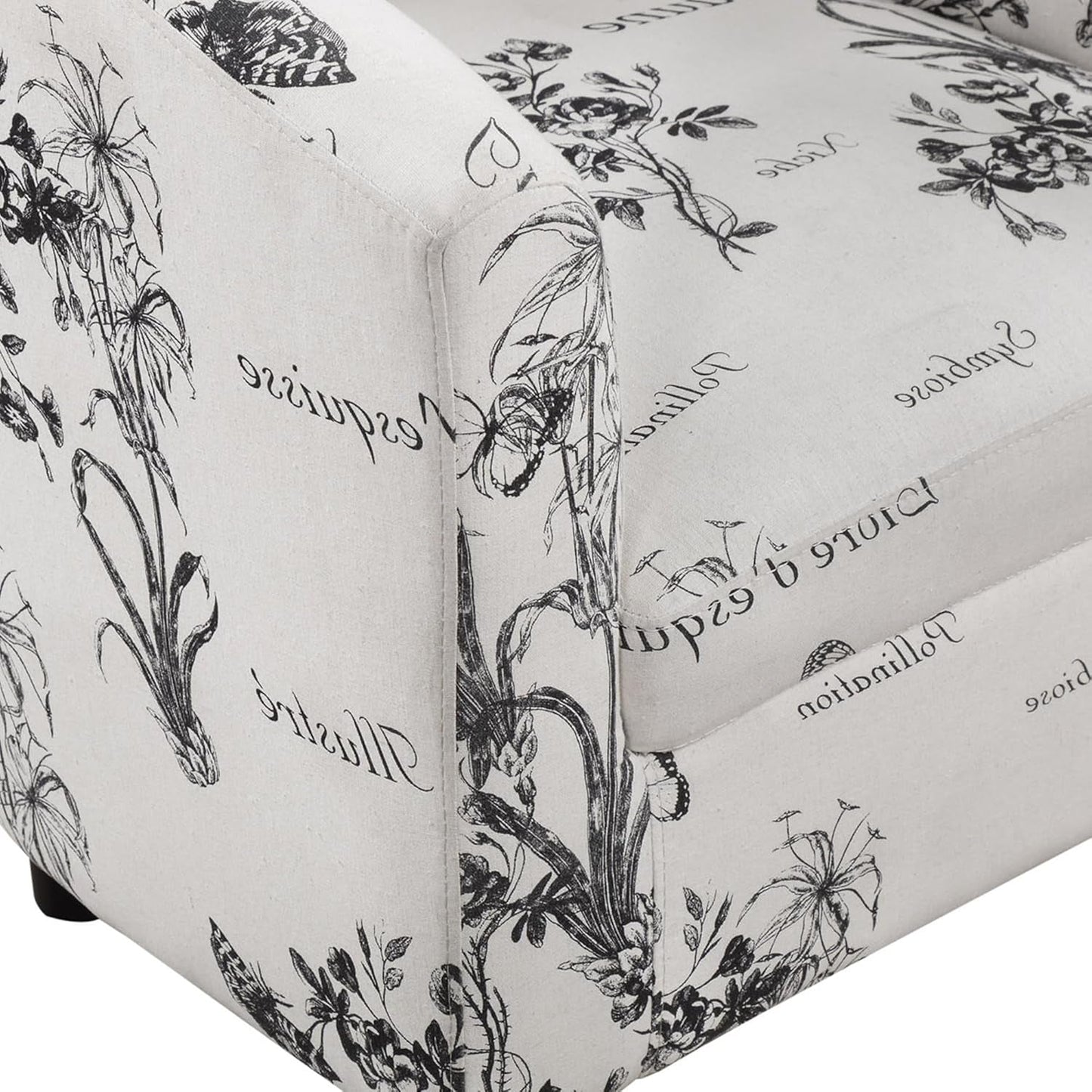 Take a Seat Churchill Accent Chair with Ottoman Set 26.25" - Modern Classic Mid-Back Barrel Accent Chair with U-Shaped Ottoman, for Living Room, Bedroom, Office, Botanical Print