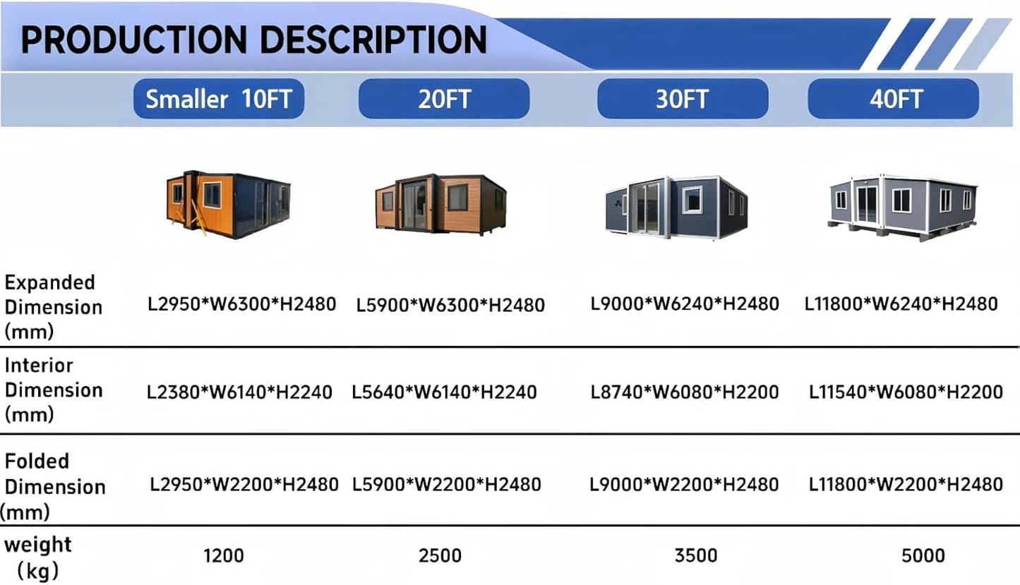 Luxury 2 Story Prefab Tiny Houses Portable Tiny Home to Iive in for Adults with 2/4 Bedrooms, Kitchen, Bathroom, Expandable Container Home Modular House for Family,Backyard,Or Vacation Use