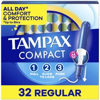 TAMPAX Compact Pearl Tampons, with LeakGuard Braid...
️