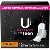 U by Kotex Balance Sized for Teens Ultra Thin Pads...
️