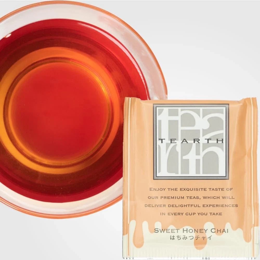 Tearth Honey Black Tea Set Of 4, 7 Individually Wrapped Tea Bags_